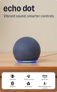 Amazon Echo Dot (5th Gen) | Smart speaker with vibrant sound, Motion Detection, Temperature Sensor, Alexa and Bluetooth| Blue