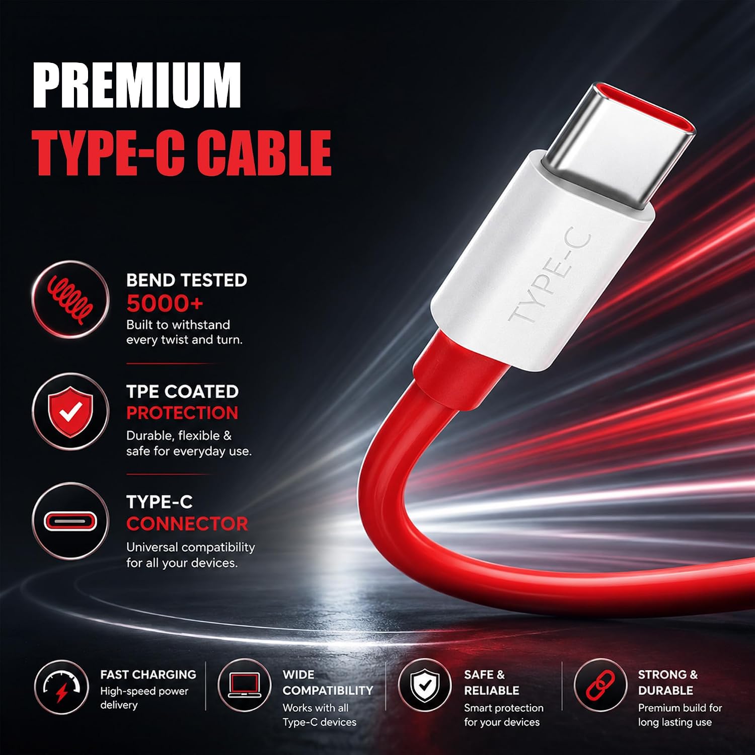 Kratos 65W Fast Charger Adapter & USB-A to Type C Cable Combo, Compatible with OnePlus, Realme, Xiaomi, Redmi, Oppo, Vivo & Other Smartphones, Type C Charger Supports Dash, Warp, Vooc,SuperVooc - Image 2
